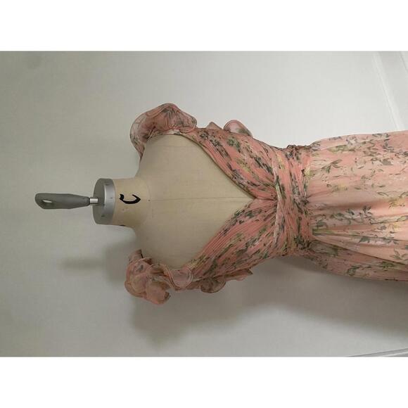 Mac Duggal - Women’s Tiered Pink Floral Chiffon Gown, cutout back, size 10 - Picture 5 of 13